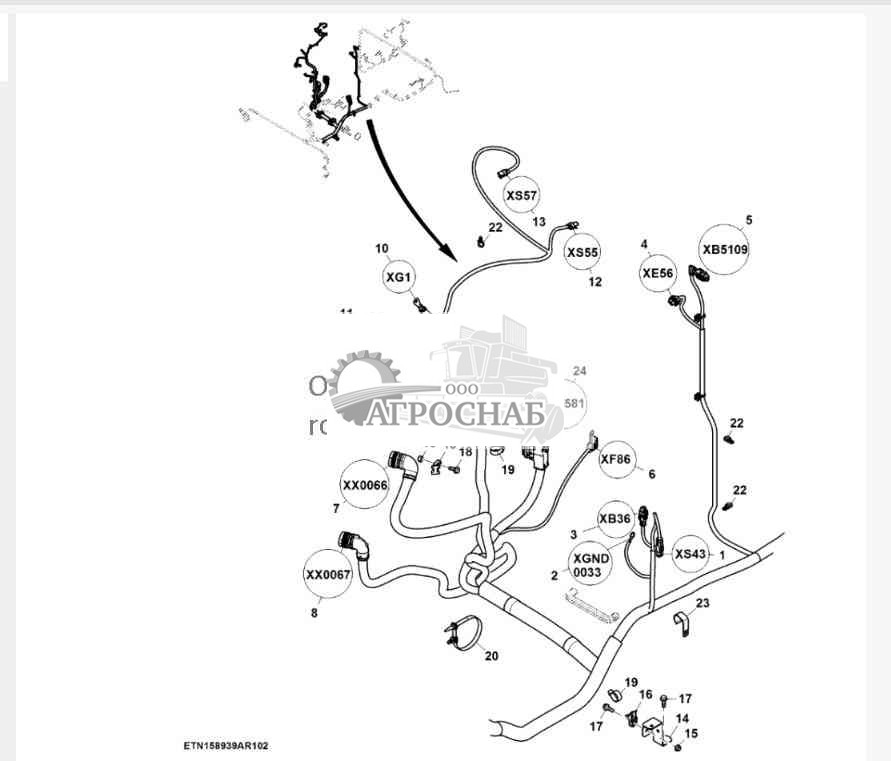 Жгут проводов двигателя, 6,8 L, Final Tier 4 (2 из 3) 